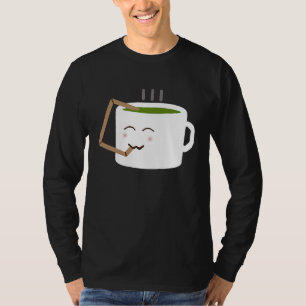 Cup of Tea Using a Straw to Drink Cute Green Tea T-Shirt