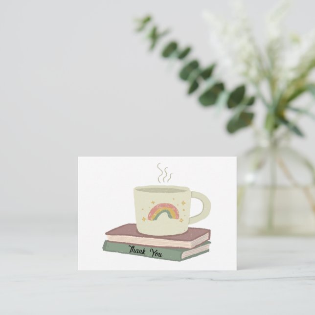 Cup On Book Thank You Card (Standing Front)
