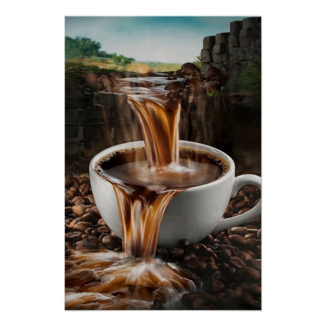 cup waterfall Poster | surrealistic (Front)