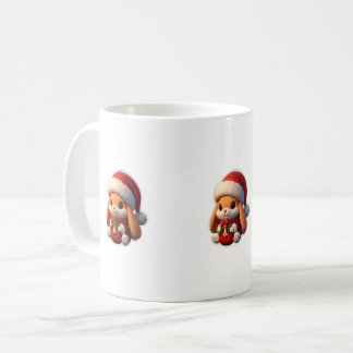 Cup with a rabbit wearing a Santa suit