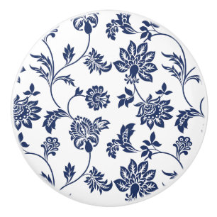 Cupboard / Door Ceramic Knobs - French Blue/White