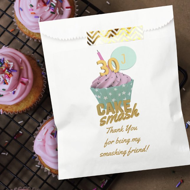 Cupcake 30th Birthday Party Thank You Favour Bag (🧁 Thank you for being a smashing friend! 🧁 )