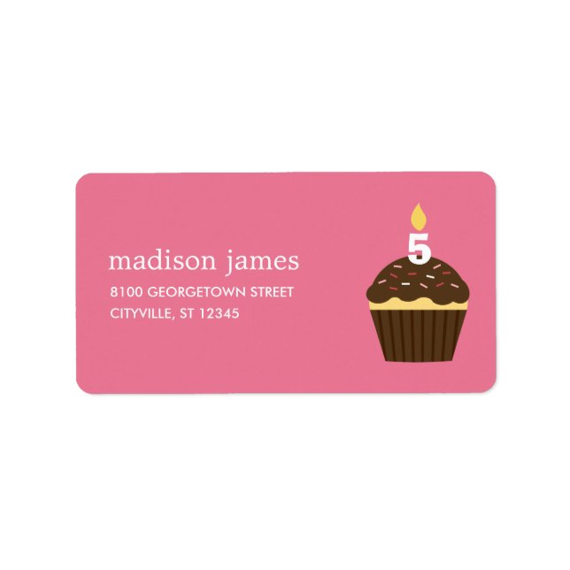 Cupcake Address Label - Pink (Front)