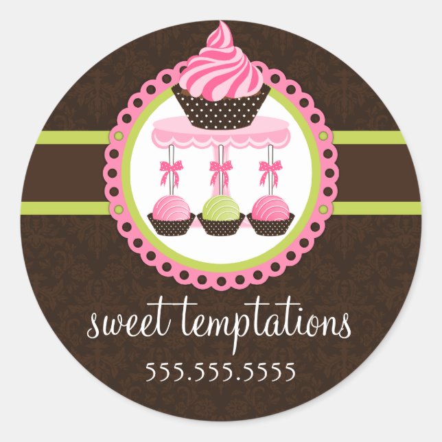 Cupcake and Cake Pops Bakery Box Seals (Front)
