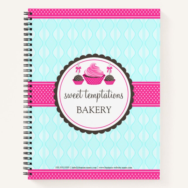 Cupcake and Cake Pops Bakery Recipe Notebook (Front)