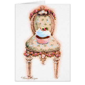 Cupcake and Chair Vintage Style Cards