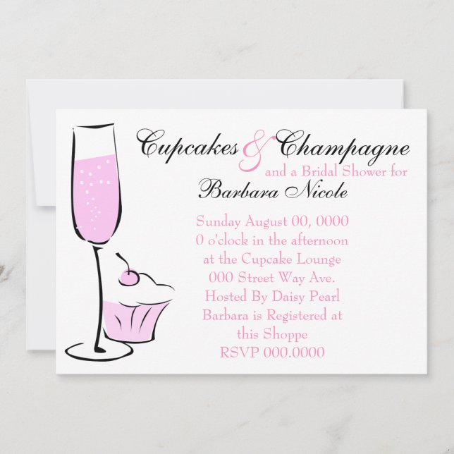 Cupcake and Champage Invitation (Front)