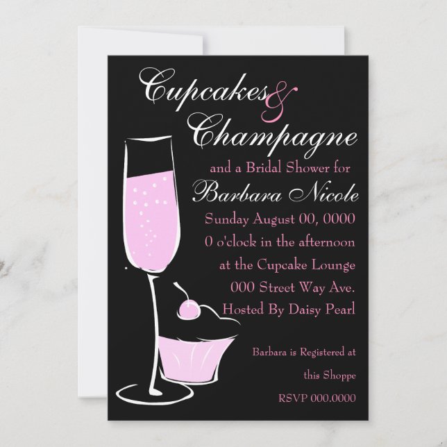 Cupcake and Champage Invitation (Front)