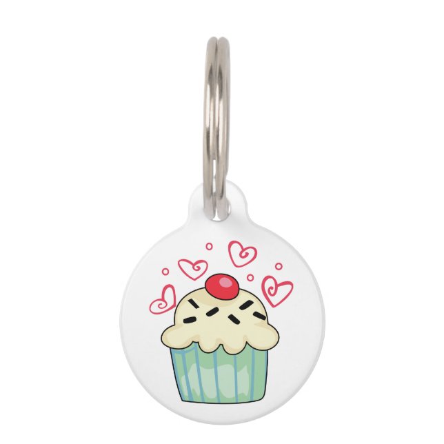 Cupcake and Hearts Pet Tag (Front)