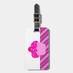 Cupcake and Stripes Luggage Tag