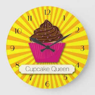 Cupcake and Sunshine Personalise Add your Text Large Clock