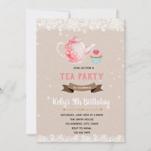 Cupcake and tea party invitation