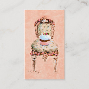Cupcake and Victorian Chair Business Cards
