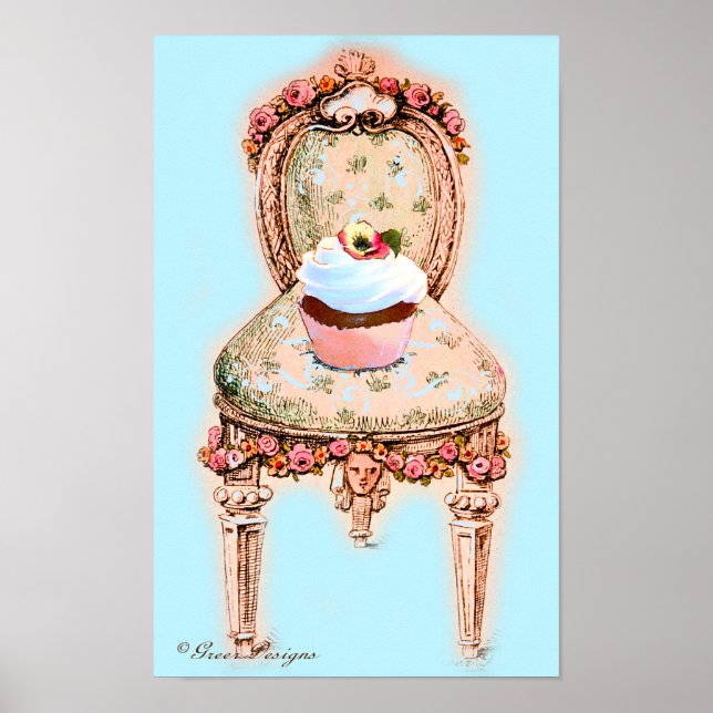Cupcake and Victorian Chair Poster (Front)