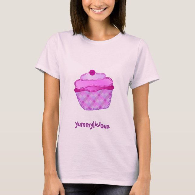 Cupcake Applique Ladies Top - Mauve and Pink (Front)