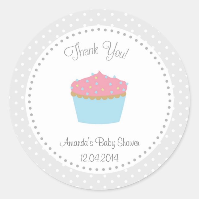 Cupcake Baby Shower Sticker (Front)