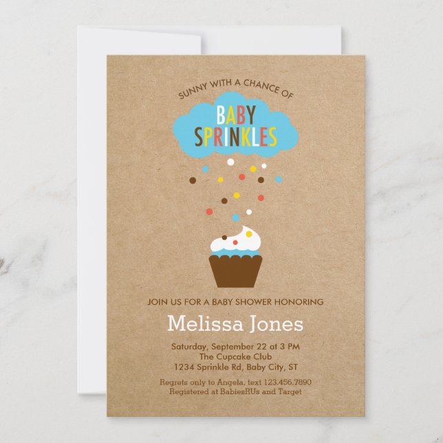 Cupcake Baby Sprinkle Baby Shower Invitation (Front)
