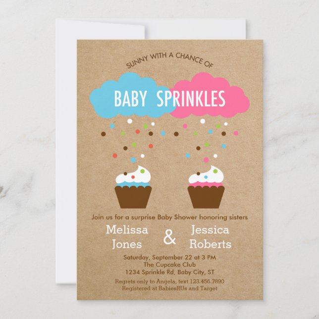 Cupcake Baby Sprinkle Baby Shower Invitation (Front)