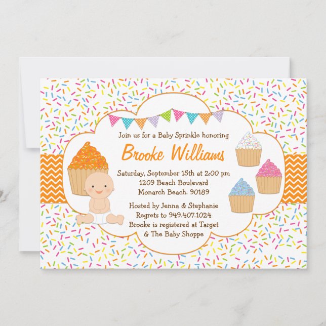 Cupcake Baby Sprinkle Shower Invitation Neutral (Front)