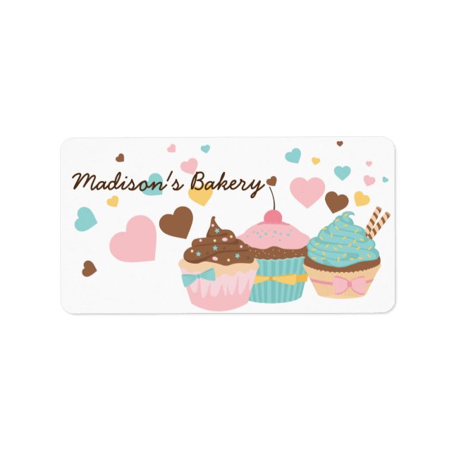 Cupcake Baked Goods Customisable Label (Front)