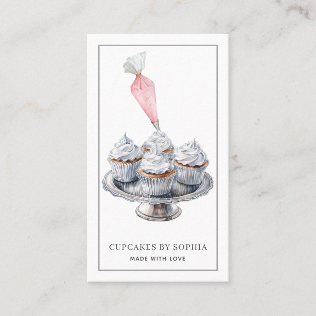 Cupcake Baker Bakery Pastry Chef Catering  Business Card (Front)