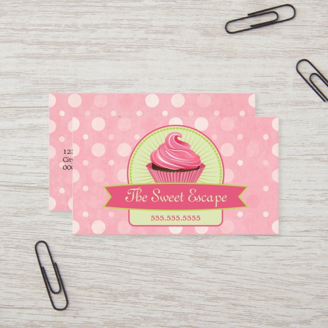 Cupcake Baker Business Card (Front/Back In Situ)