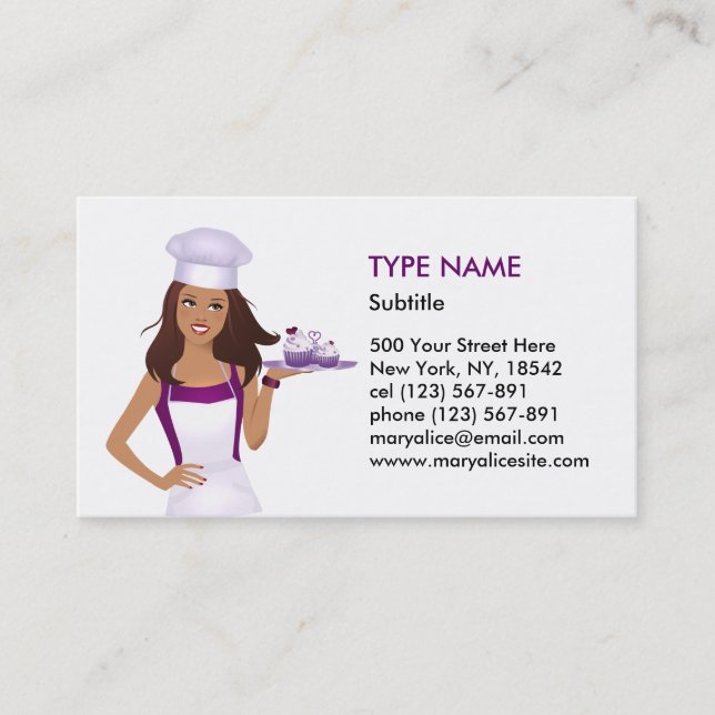 Cupcake Baker Business Card in Tan (Front)