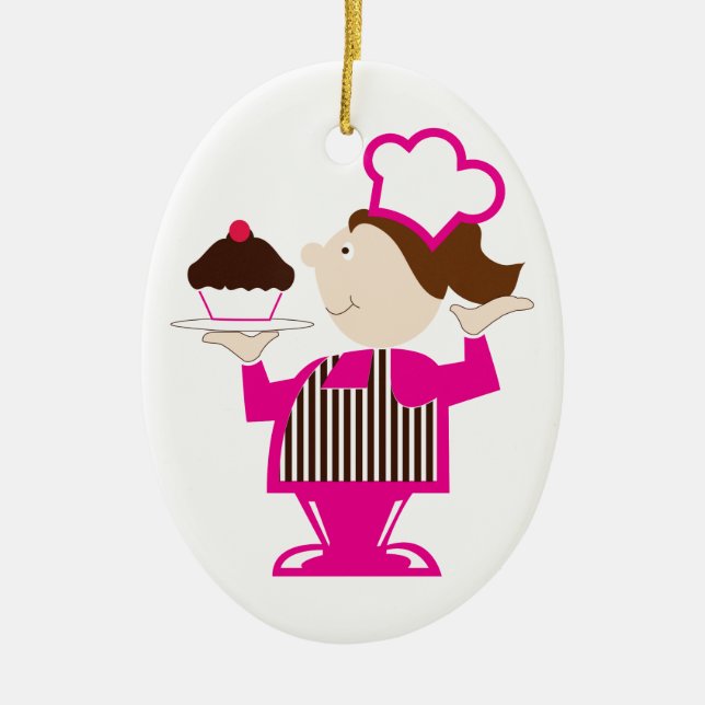Cupcake Baker Ceramic Tree Decoration (Front)