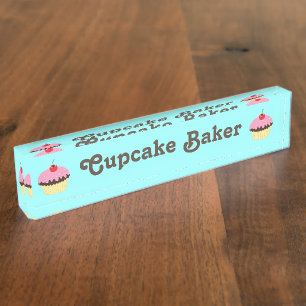 Cupcake Baker Customisable Name Plate