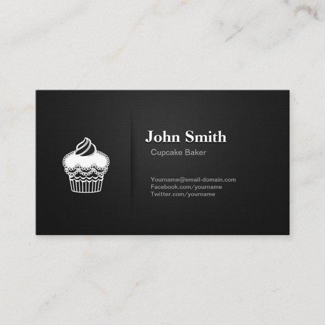 Cupcake Baker - Professional Premium Black Mesh Business Card (Front)