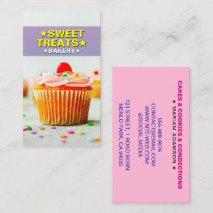 Cupcake Baker & Sweet Treats Pastel Bakery Business Card
