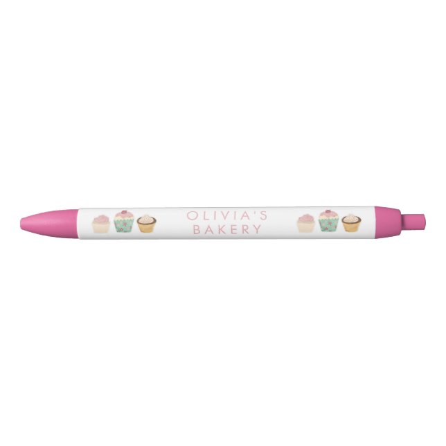 Cupcake Bakery Business Black Ink Pen (Front)