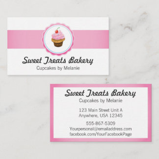 Cupcake Bakery Business Cards Cake Catering Pink