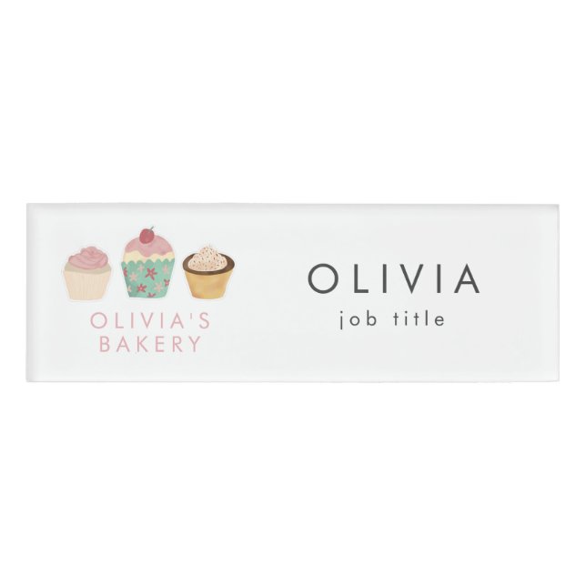 Cupcake Bakery Business Name Tag (Front)