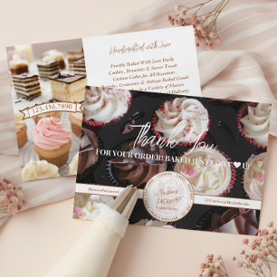 Cupcake Bakery Business Photo Thank You for Order  Card
