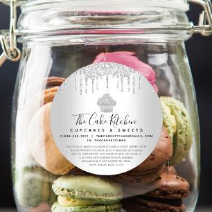 Cupcake Bakery Chef Sliver Glitter Drips Legal Classic Round Sticker