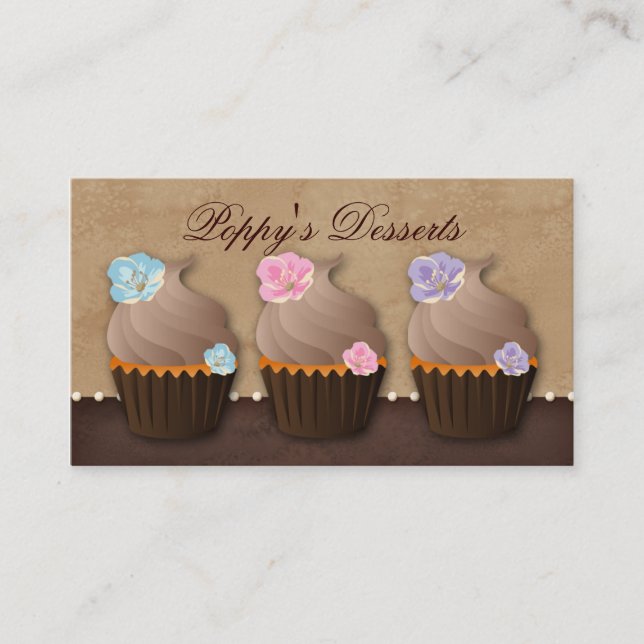 Cupcake Bakery Cute Flower Modern Business Card (Front)