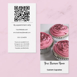 Cupcake Bakery Elegant Photo Custom Logo Business Card