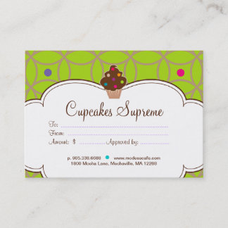 Cupcake Bakery Gift Certificate Dots Pink Lime