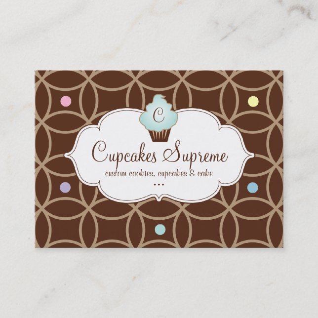 Cupcake Bakery Gift Certificate Dots White Blue (Front)