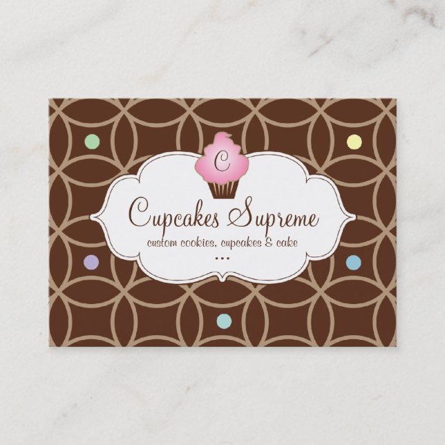 Cupcake Bakery Gift Certificate Stripes White Pink (Front)