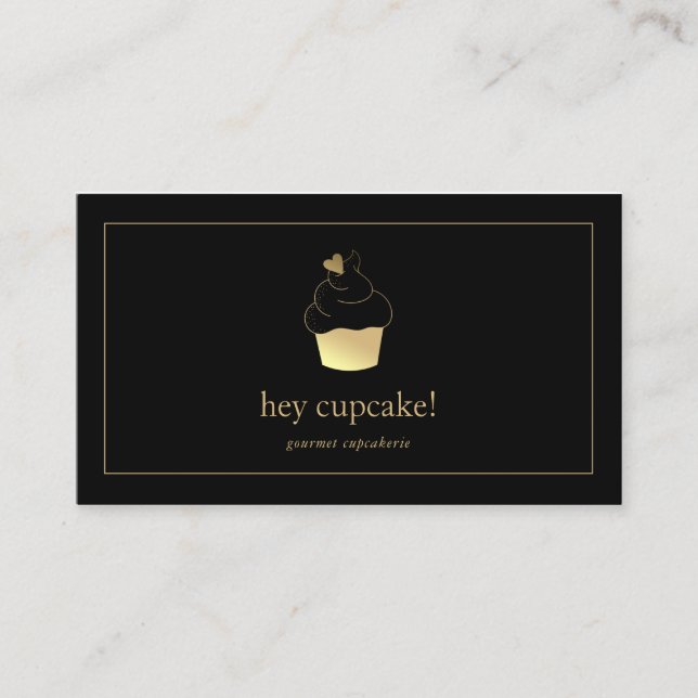 Cupcake Bakery Gold Foil Modern  Business Card (Front)
