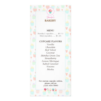 Cupcake Bakery Menu Rack Card PASTEL KAWAII