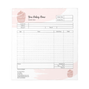 Cupcake Bakery Mixer Order Form Invoice  Notepad