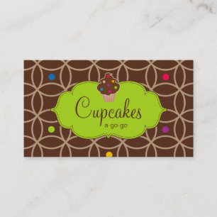 Cupcake Bakery Modern Dots Chocolate Lime Green Business Card