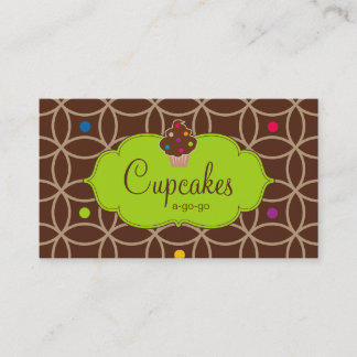 Cupcake Bakery Modern Dots Chocolate Lime Green Business Card