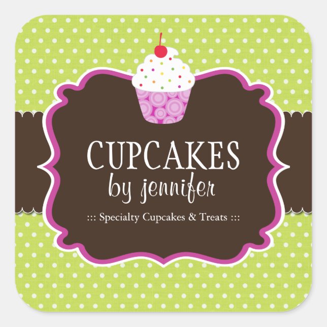 Cupcake Bakery Packaging Stickers (Front)