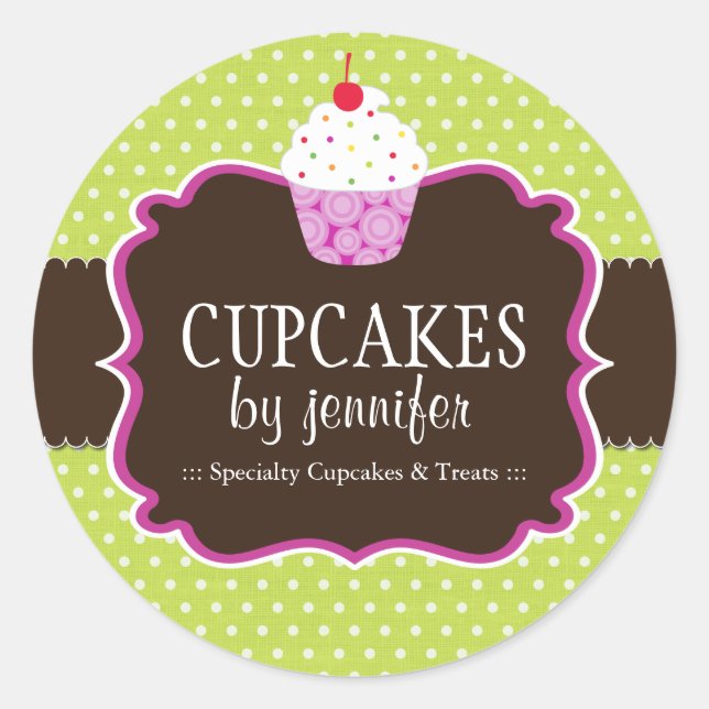 Cupcake Bakery Packaging Stickers (Front)