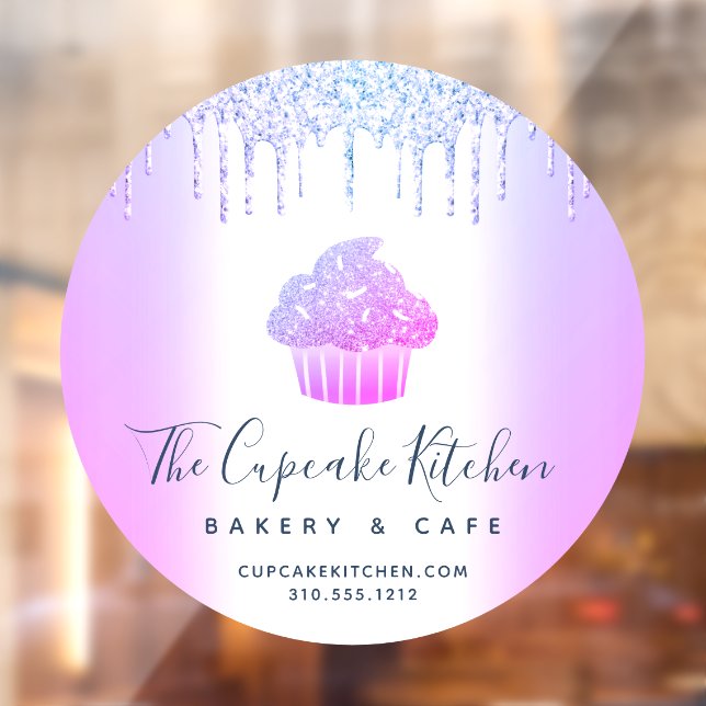 Cupcake Bakery Pastry Café Purple Glitter Drips (Sheet 2)