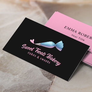Cupcake Bakery Pastry Chef Cute Piping Bag & Heart Business Card